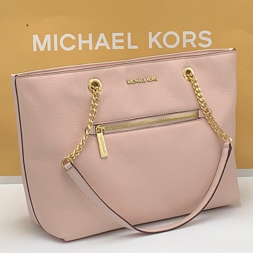 Michael Kors Jet Set Item Medium Front Pocket Shoulder Chain Tote POWDER BLUSH - Picture 1 of 13